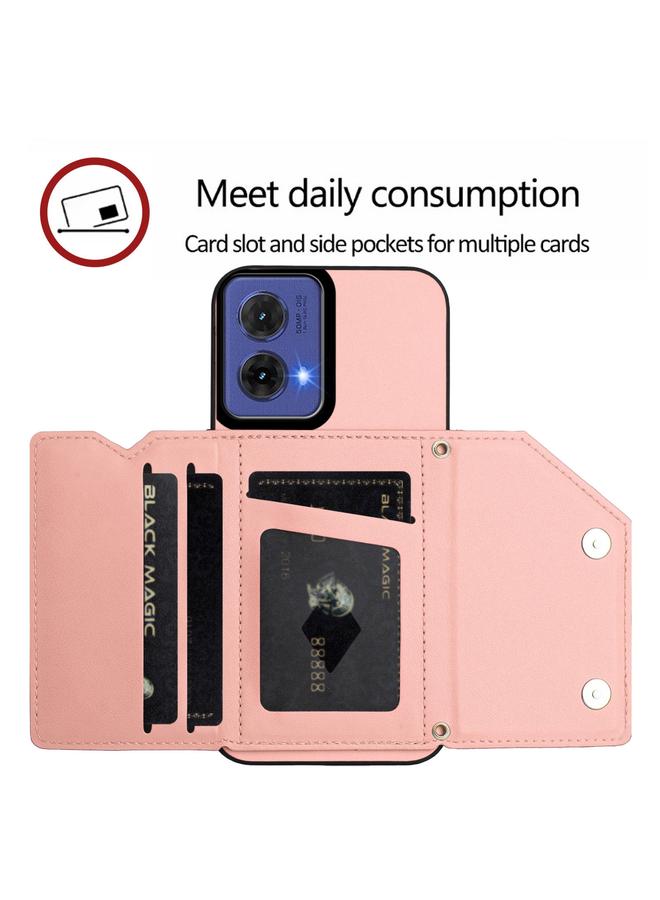 اس-توب جراب لهاتف Motorola S50 Neo Skin Feel مع أربع فتحات للبطاقات وحزام معصم - Image 5