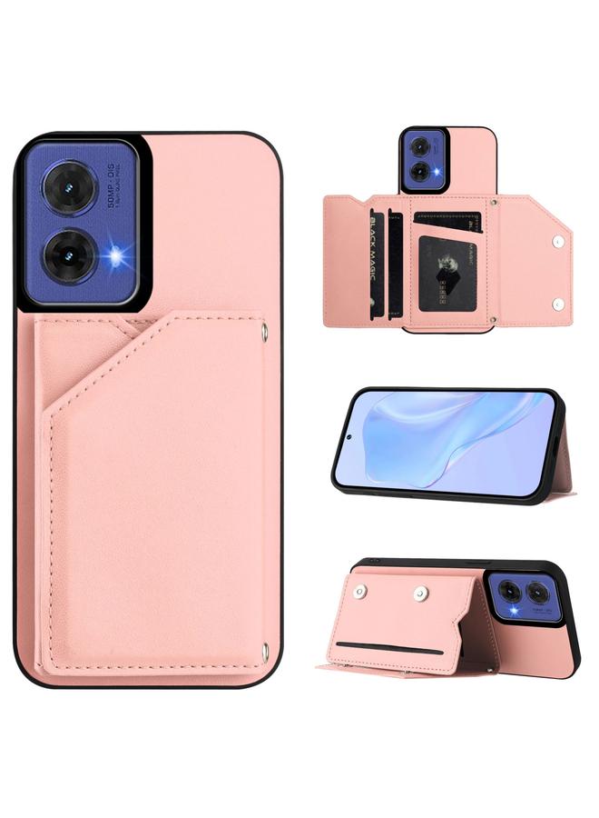 اس-توب جراب لهاتف Motorola S50 Neo Skin Feel مع أربع فتحات للبطاقات وحزام معصم - Image 1
