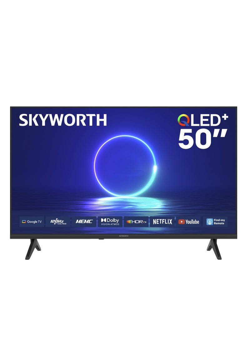 سكاي ورث تلفزيون ذكي 50 بوصة 4K QLED+، وضع الحماية للعين، نظام Google TV، ميزة العثور على الريموت، دعم للذكاء الاصطناعي، وضع الألعاب، 120 هرتز وتقنيات Dolby Vision وDolby Atmos وHDR10+، 2025، ضمان سنتين، موديل 50Q6800H، أسود 50Q6800H أسود - Image 1