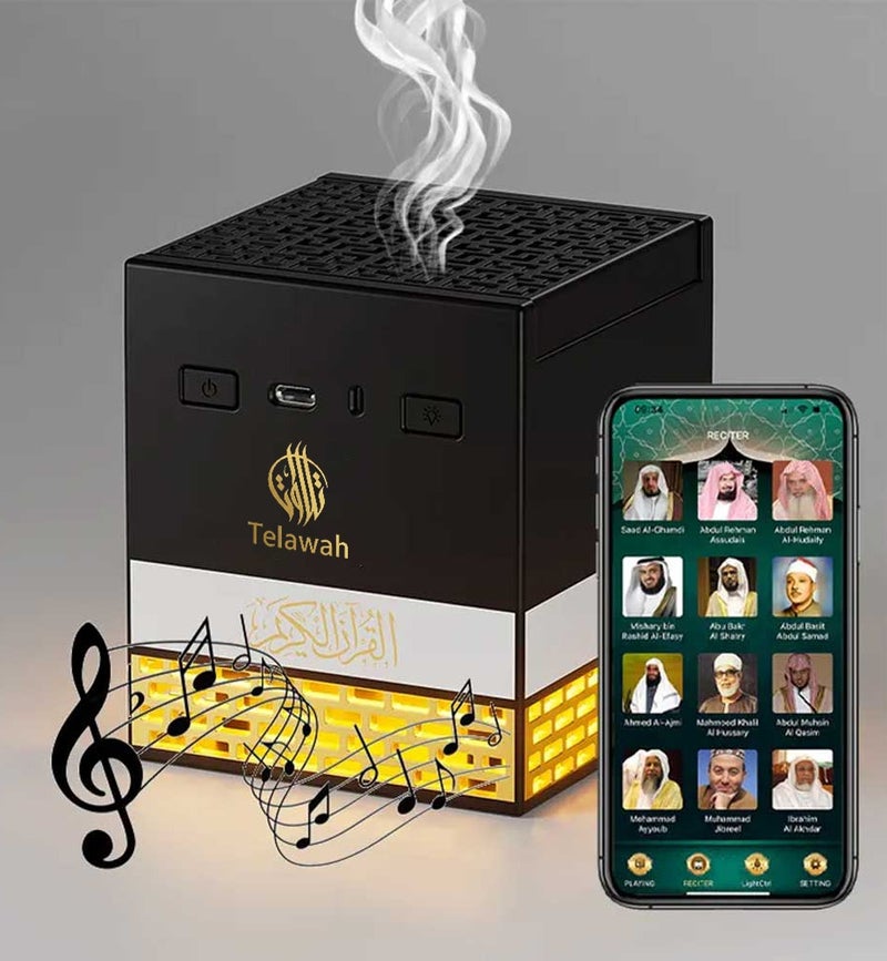 Telawah Rechargeable Electric Incense Burner with Bluetooth, LED Light, App Control, Full Quran and Famous Reciters - Islamic Home Decor Gift for Ramadan, Eid and Weddings - Image 2