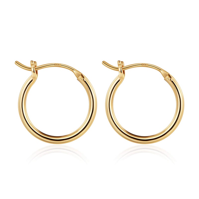 M MOOHAM Hoop Earrings for Women - 14k Gold Plated Hypoallergenic Mini Dainty Small Hoop Earrings for Women Jewelry 15mm - Image 1