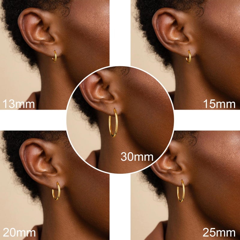 M MOOHAM Hoop Earrings for Women - 14k Gold Plated Hypoallergenic Mini Dainty Small Hoop Earrings for Women Jewelry 15mm - Image 4