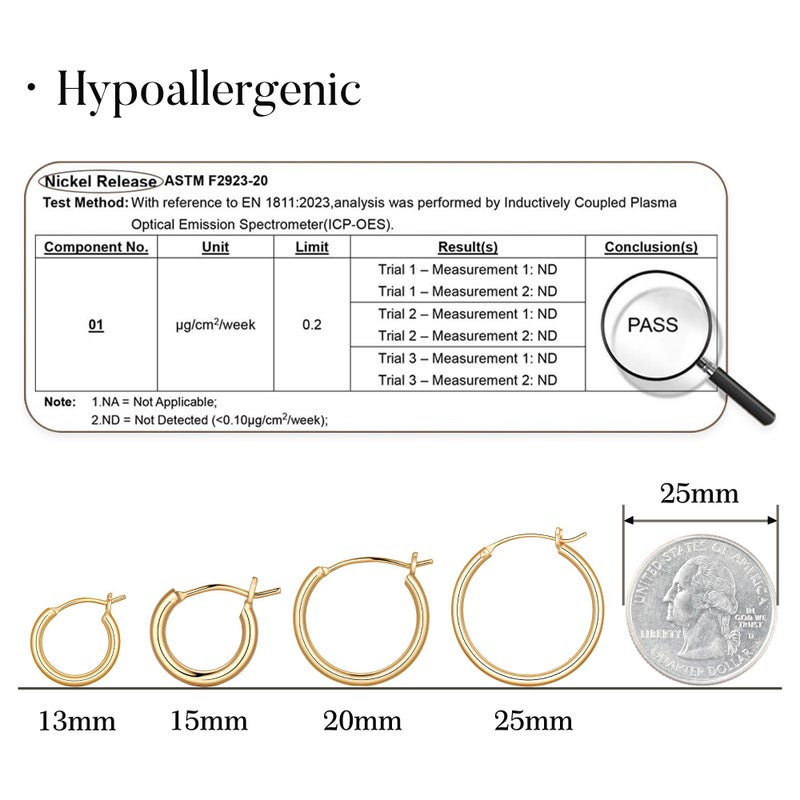 M MOOHAM Hoop Earrings for Women - 14k Gold Plated Hypoallergenic Mini Dainty Small Hoop Earrings for Women Jewelry 15mm - Image 5