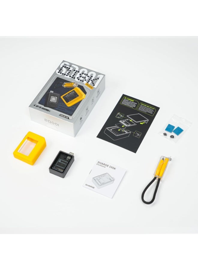 SHARGE Disk SSD Enclosure with Active Fan, 10Gbps USB-C 3.2 Gen2, Compatible with M-Key NVMe M.2 2230 SSDs Only, Yellow - Image 4