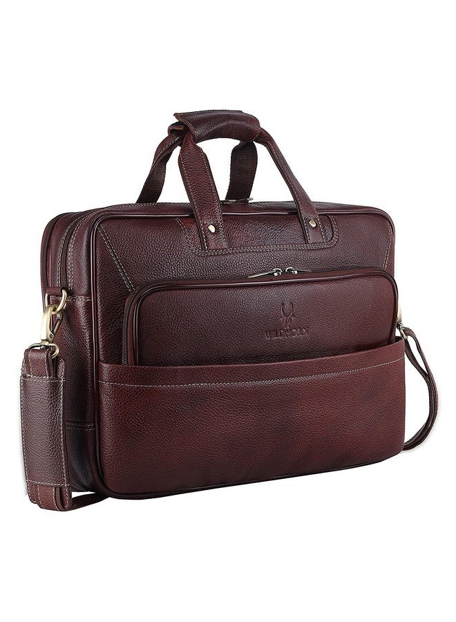 Wildhorn حقيبة مكتب جلدية أصلية من وايلد هورن للرجال | حقيبة جلدية أنيقة للمسؤولين | حقيبة لابتوب بحجم 15.6 بوصة مع حزام قابل للتعديل وفتحات متعددة | ضمان لمدة سنة - Image 1