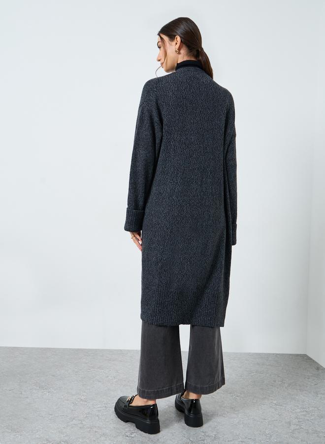 Take Two Charcoal Midi Cardigan with Patch Pocket - Image 5