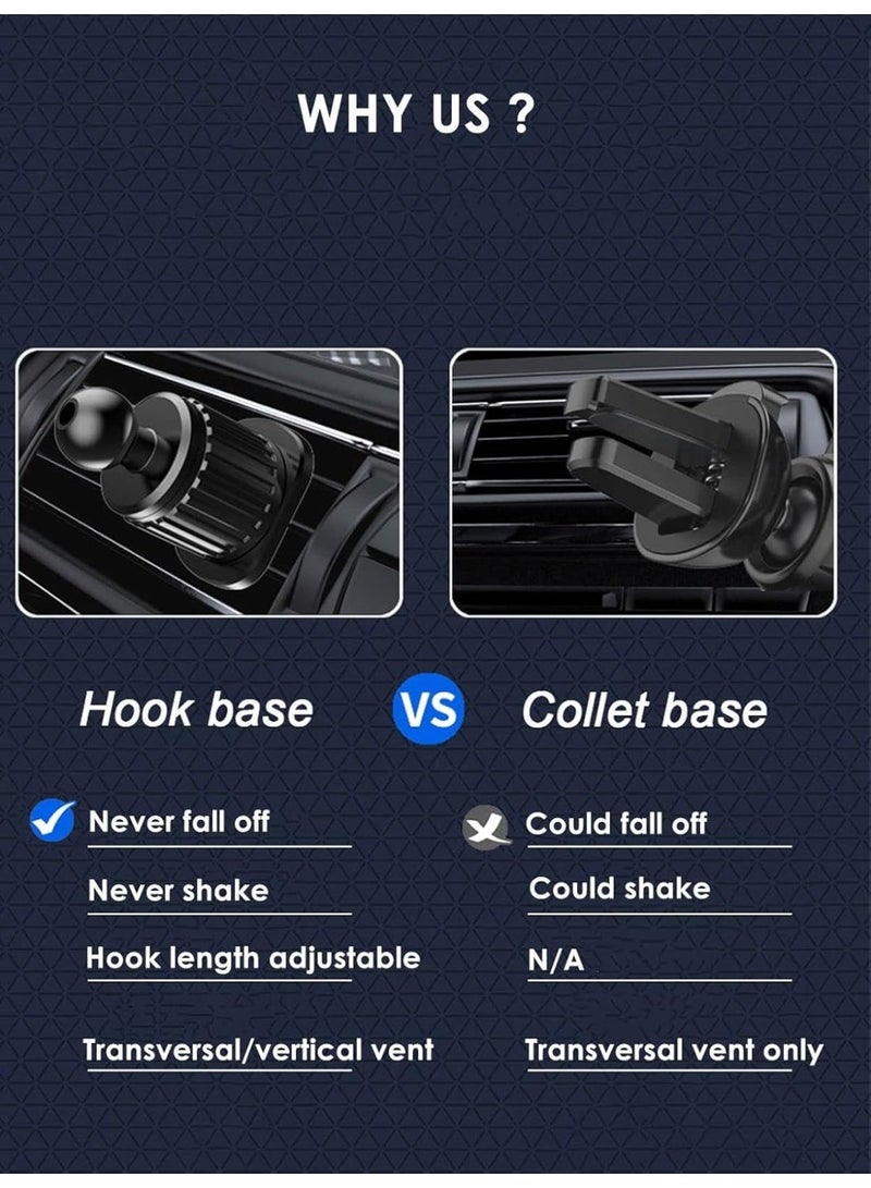 IMPERIUM Car Phone Holder Mount for Horizontal & Vertical Air Vents, Upgraded Never-Fall Metal Clip Car Phone Mount, 360° Rotation Hands-Free Cell Phone Holder, Adjustable Base Compatible with iPhone, Samsung & All Smartphones - Image 4