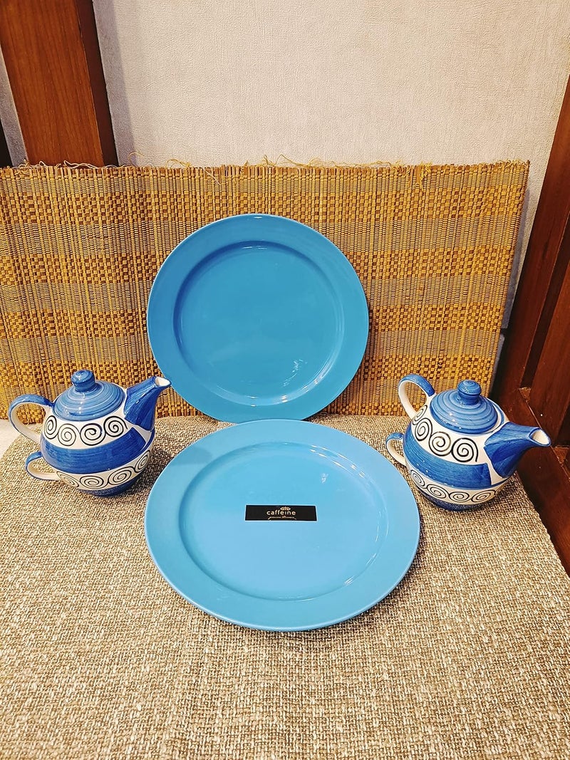 Caffeine Ceramic Blue Doodle Breakfast Combo Set (4pcs) - Image 1