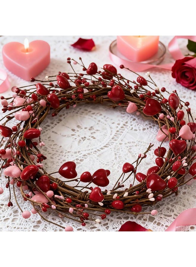 Cherica 5 Ft Valentines Day Garland, Pink Red Berry Heart Garland Valentines Day Decorations for Home, Valentine's Decor Centerpieces for Table Mantle Office Party Wedding Decor - Image 2