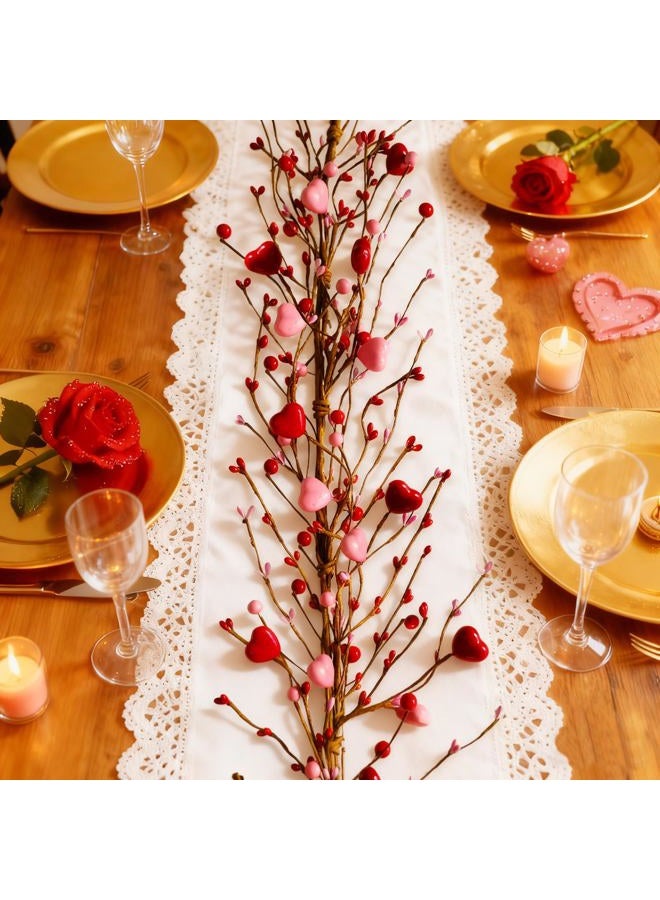 Cherica 5 Ft Valentines Day Garland, Pink Red Berry Heart Garland Valentines Day Decorations for Home, Valentine's Decor Centerpieces for Table Mantle Office Party Wedding Decor - Image 4
