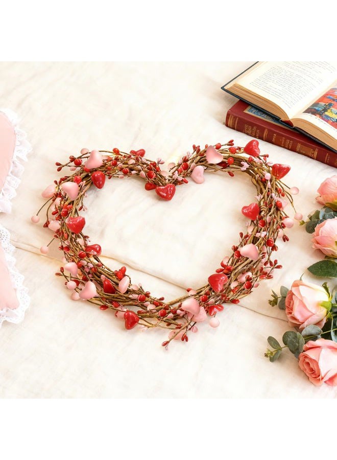 Cherica 5 Ft Valentines Day Garland, Pink Red Berry Heart Garland Valentines Day Decorations for Home, Valentine's Decor Centerpieces for Table Mantle Office Party Wedding Decor - Image 5