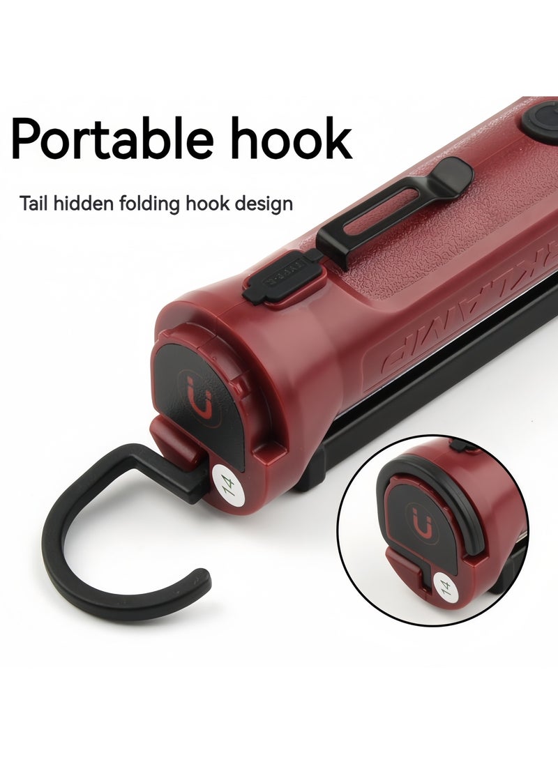 DRAVEN - GG - LED Work Light USB Rechargeable Waterproof and Hanging Hook Magnetic Base Versatile Usage Foldable Flashlight for Car Repairing Camping  Mechanic Light for Job Site Lighting Engines Repair Work - Image 1