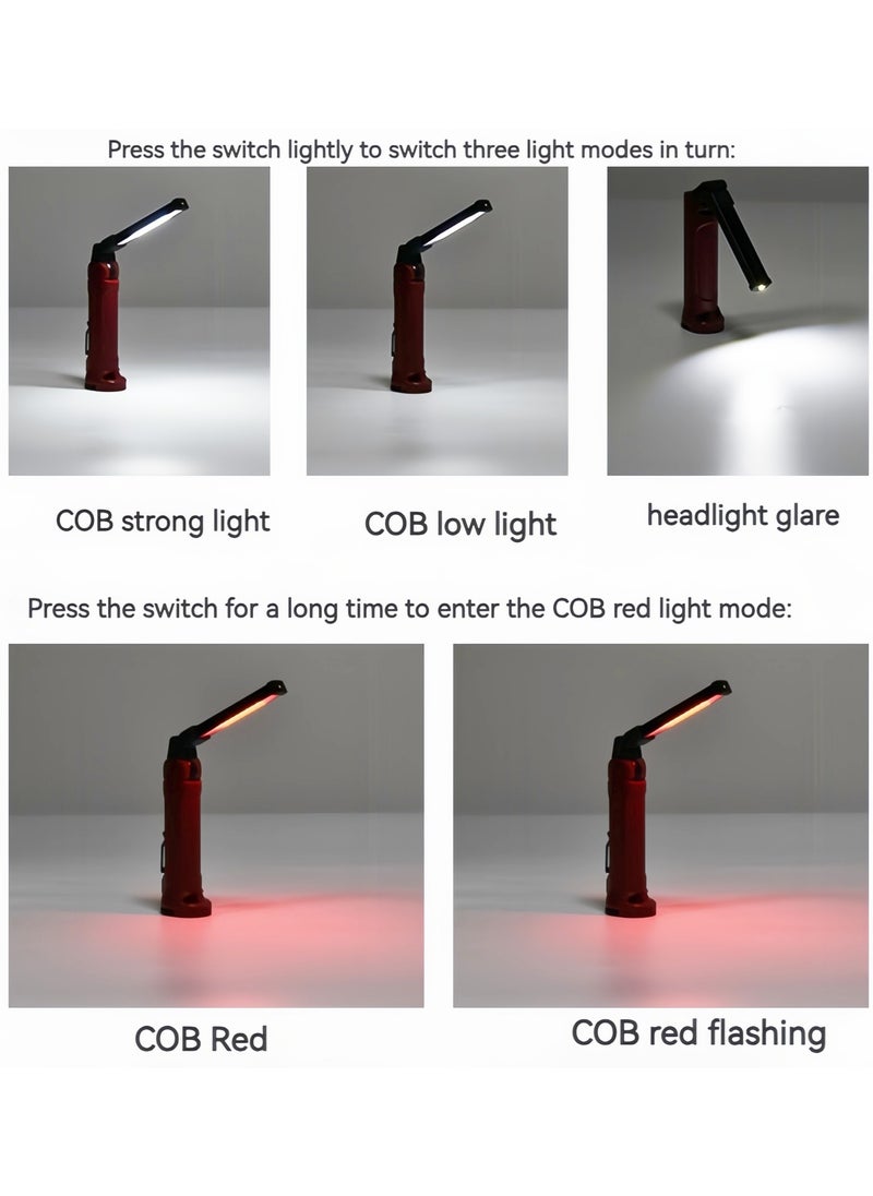 DRAVEN - GG - LED Work Light USB Rechargeable Waterproof and Hanging Hook Magnetic Base Versatile Usage Foldable Flashlight for Car Repairing Camping  Mechanic Light for Job Site Lighting Engines Repair Work - Image 1
