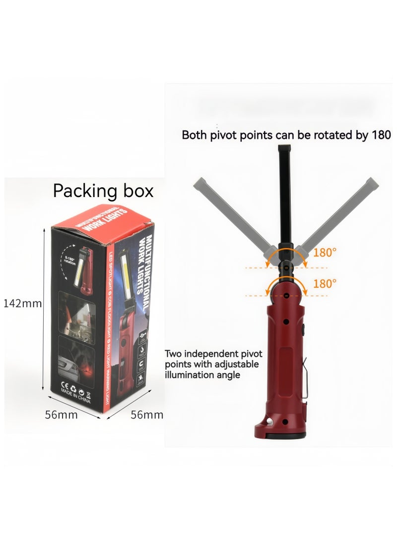 DRAVEN - GG - LED Work Light USB Rechargeable Waterproof and Hanging Hook Magnetic Base Versatile Usage Foldable Flashlight for Car Repairing Camping  Mechanic Light for Job Site Lighting Engines Repair Work - Image 1