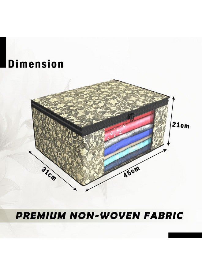 Kuber Industries Kuber Industries (Pack of 12) Saree Covers | Foldable Storage Bag for Almirah & Wardrobe | Non-Woven Saree Bags (9 Inch) Clothes Bag for Women (New Flower) Sari Cover Bags | Black  - Image 3