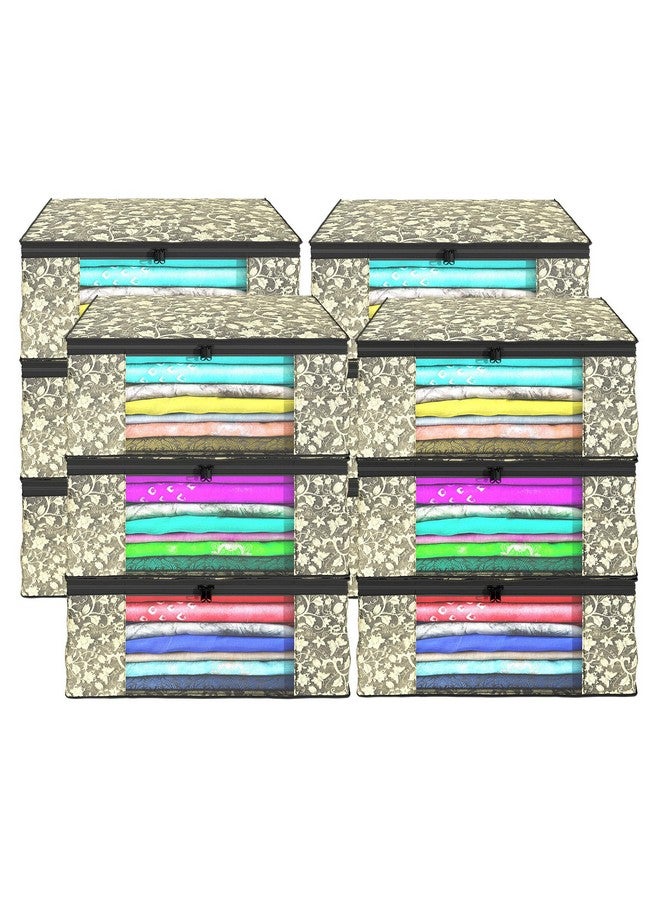 Kuber Industries Kuber Industries (Pack of 12) Saree Covers | Foldable Storage Bag for Almirah & Wardrobe | Non-Woven Saree Bags (9 Inch) Clothes Bag for Women (New Flower) Sari Cover Bags | Black  - Image 1