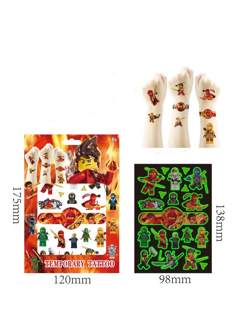 4 sheets (2 sheets luminous 2 sheets regular ) Ninjago tattoo stickers personalized fashion holiday party gifts temporary stickers washable stickers - Image 2