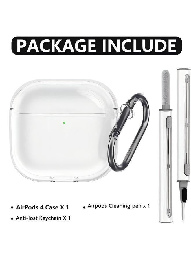 Soft Silicone Protective Case Cover for AirPods 4 with Cleaner Kit and Keychain - Image 2