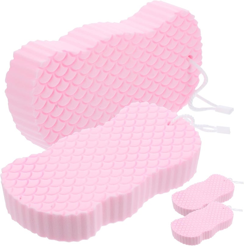 4pcs Bath Sponges 14x9x5cm Supple Shower Scrubbing Sponges for Skin-Friendly Bathing - Image 1