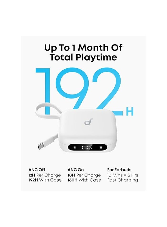 Soundcore P41i by Anker Adaptive Noise Cancelling Earbuds with Portable Phone Charger (Built-in USB-C Cable), 192-h Playtime, Immersive Sound, 6-Mic AI Calls, IPX5 Wireless Earbuds, Bluetooth 5.3 - White - Image 4