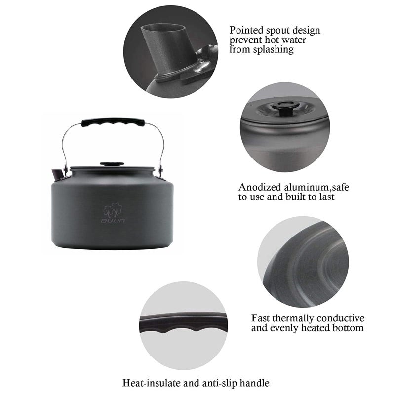 Bulin Camping Kettle, Large Portable Stovetop Tea Kettle Fast Heating Boiling Hot Water for Open Fire Lightweight Coffee Pot with Anti-Scald Handle & Carry Bag for Outdoor Hikingï¼ŒGrey-1.6L - Image 3