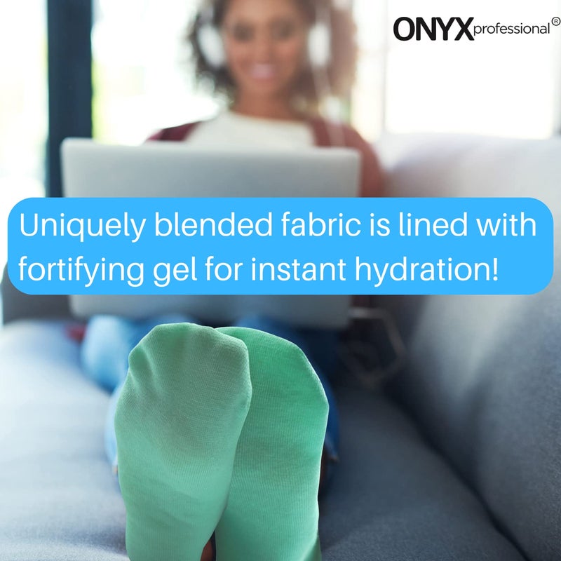 Onyx Professional Gel Moisturizing Socks  One Size Dry Feet Treatment For Women Or Men  Hydrating Spa Socks For Dry Feet And Cracked Heel Repair  One Reusable Pair - Image 5