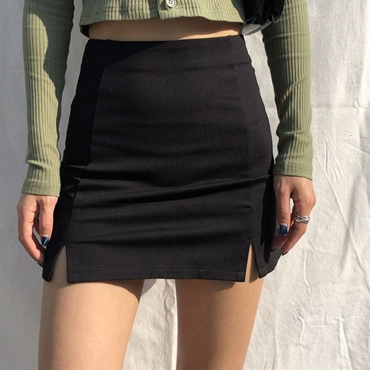Autumn New High Waist Thin Niche A- Line Short Skirt Irregular Pants Skirt Women'S Small Black Skirt - Image 1
