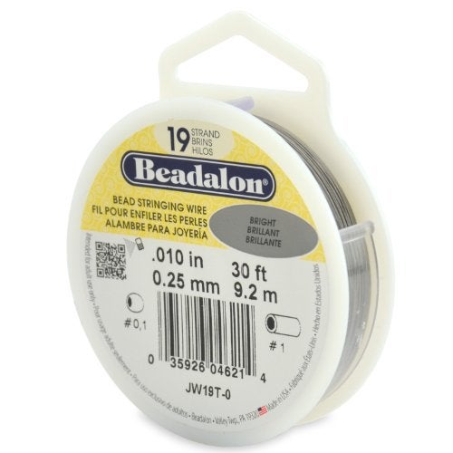Beadalon 19 Strand Stainless Steel Bead Stringing Wire 010 in 025 mm Bright 30 ft 92 m