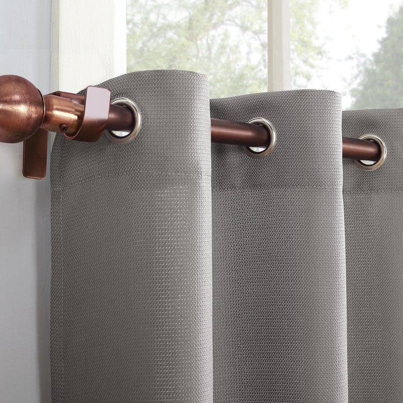 No. 918 Montego Casual Textured Semi-Sheer Grommet Kitchen Curtain Tier Pair, 56" x 36", Nickel - Image 3