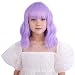 DUDUWIG Girls Lavender Purple Wig Child Short Light Purple Wavy Curly Wig Kids Wigs with Air Bangs Heat Resistant Synthetic Wigs with Cap - Image 2
