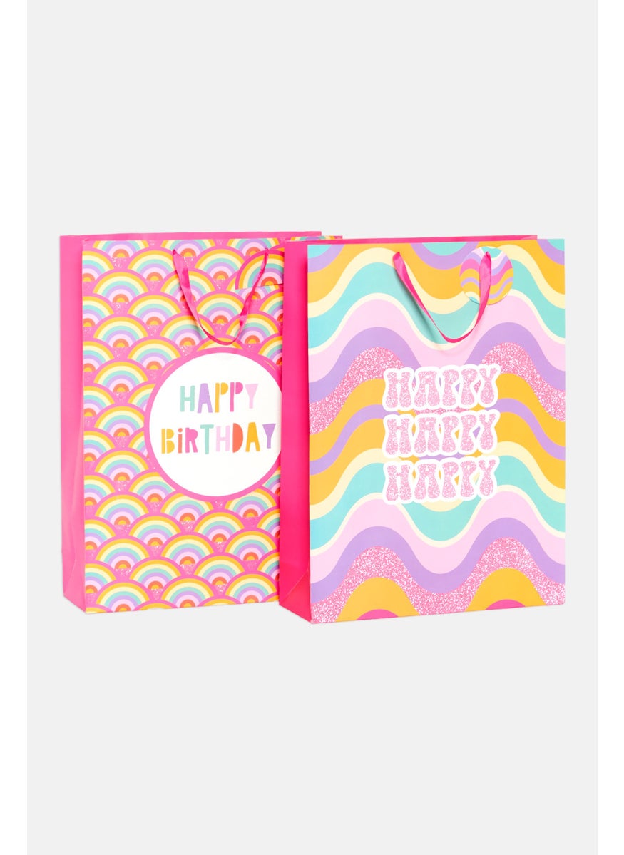Stella Rose 2 Piece Glitteriest Happy Birthday Gift Bag 51 H x 38 L cm, Pink Combo  - Image 1