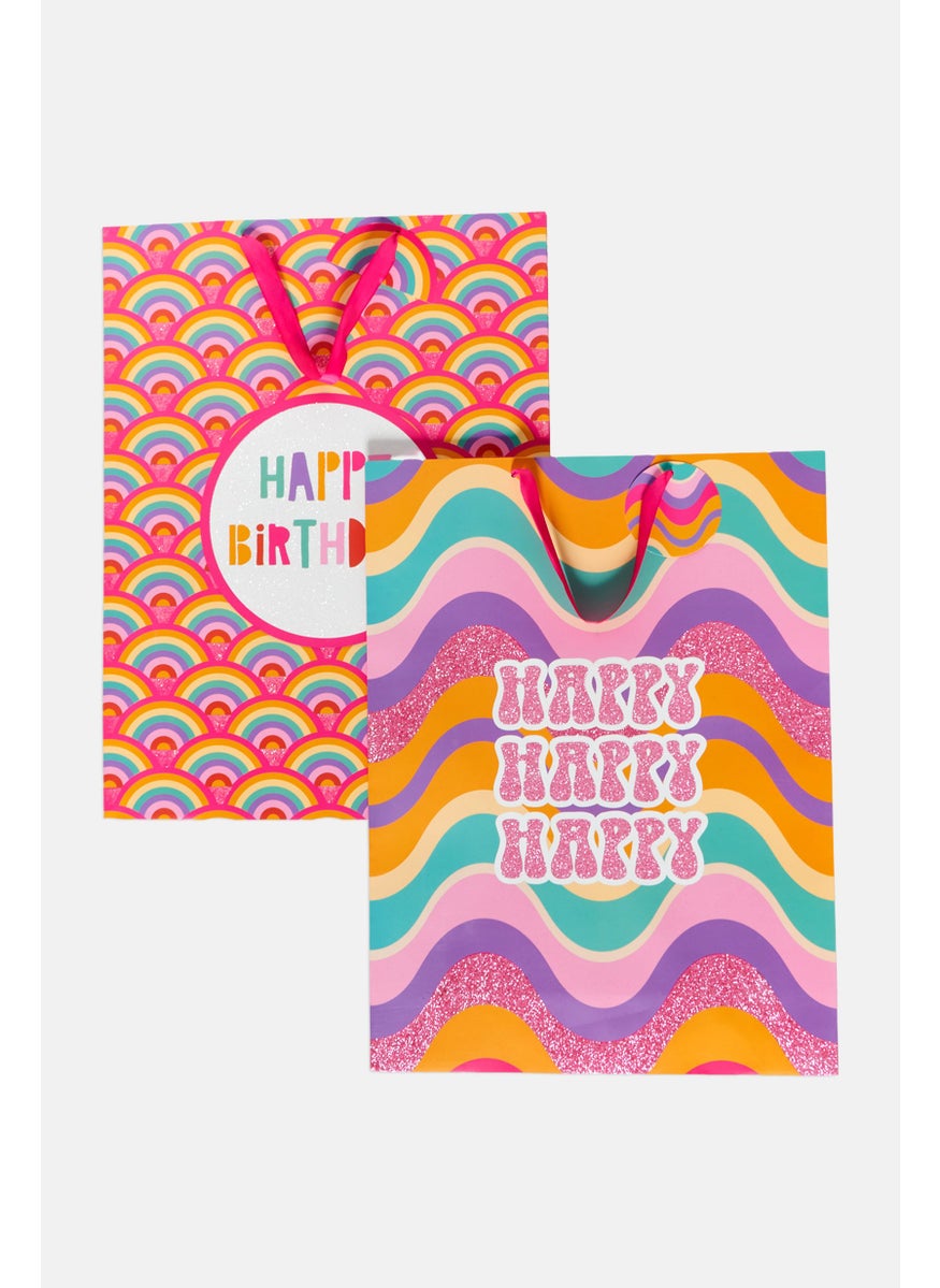 Stella Rose 2 Piece Glitteriest Happy Birthday Gift Bag 51 H x 38 L cm, Pink Combo  - Image 2