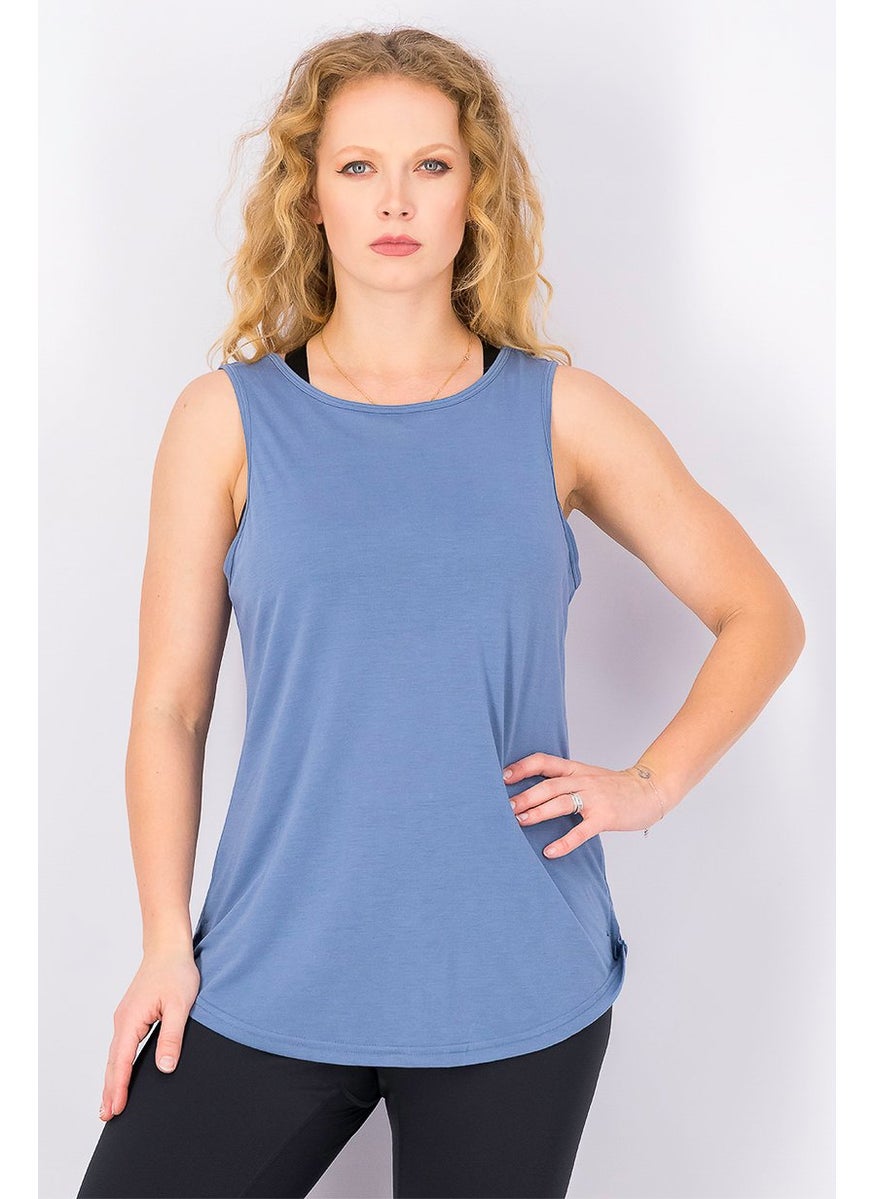 Tchibo - Women Plain Sleeveless Yoga Top, Blue - Image 1