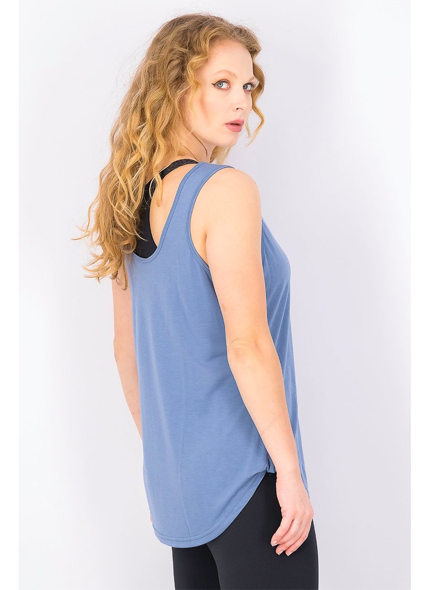 Tchibo - Women Plain Sleeveless Yoga Top, Blue - Image 1