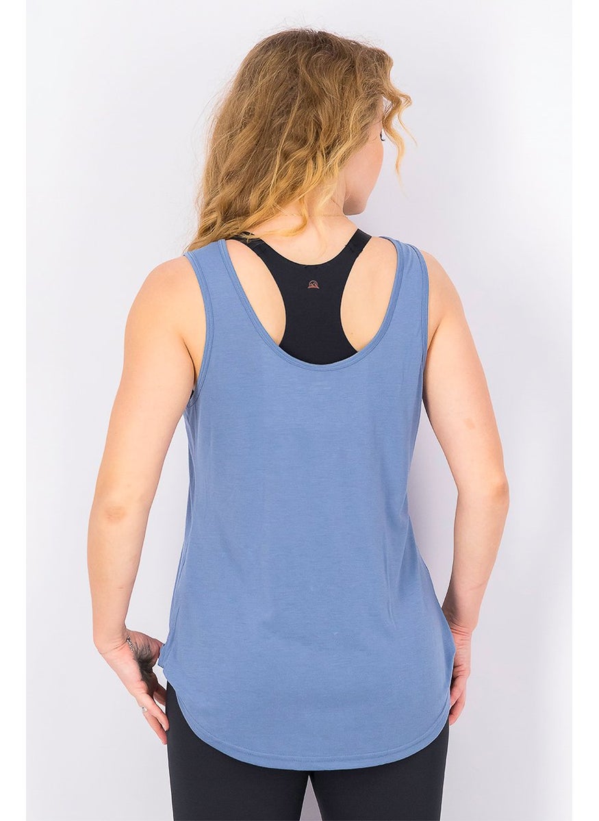 Tchibo - Women Plain Sleeveless Yoga Top, Blue - Image 1