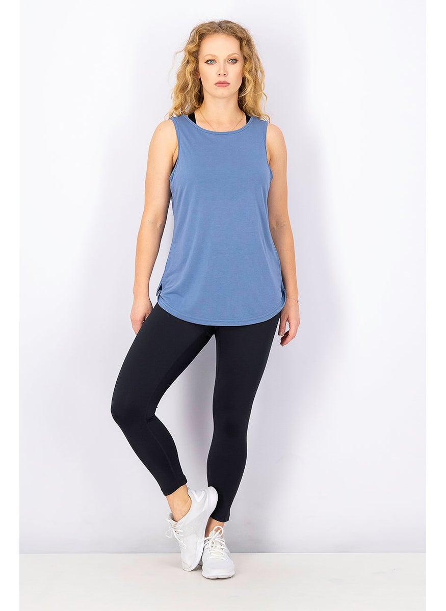 Tchibo - Women Plain Sleeveless Yoga Top, Blue - Image 1