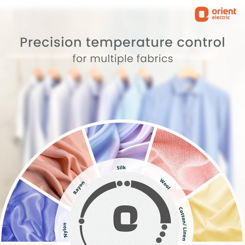 Orient Electric مكواة فابريسموث 1000 واط (ضغط) | طلاء غير لاصق من ويلبرجر | ترموستات بطبقة فضية | عنصر تسخين على شكل G | معتمد من ISI | ضمان استبدال لمدة عامين من أوريانت - Image 5