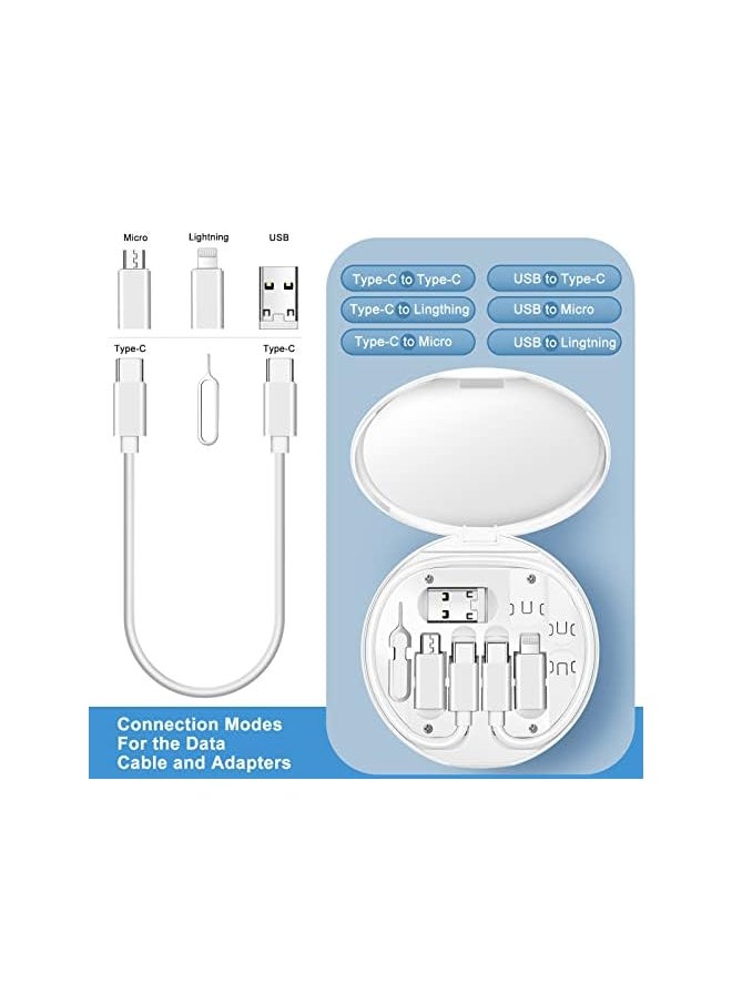 HESIMING - Multi Charging Cable Adapter Kit,USB C to Micro USB/Lightning/USB A Cable Convertor Adapter Kit Can Use as Phone Holder(White) - Image 1