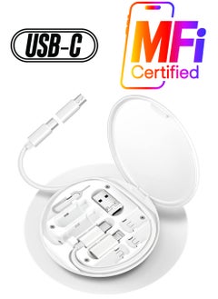 Multi Charging Cable Adapter Kit,USB C to Micro USB/Lightning/USB A Cable Convertor Adapter Kit Can Use as Phone Holder(White)