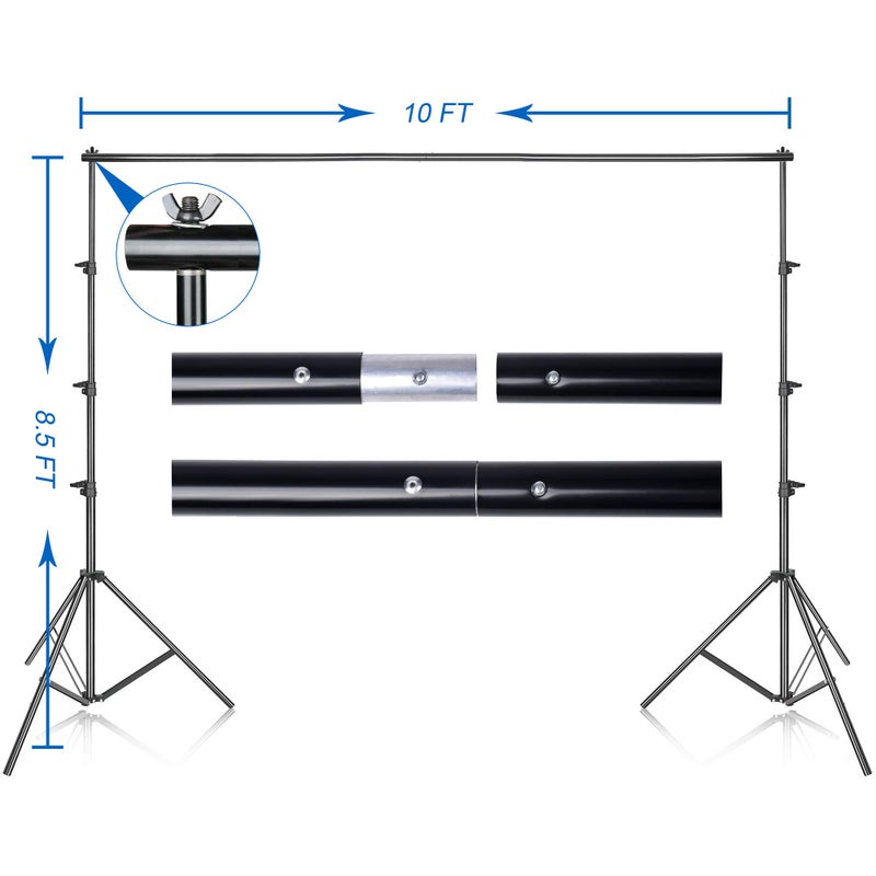 EMART Photo Video Studio 8.5 x 10ft Green Screen Backdrop Stand Kit, Photography Background Support System with 10 x12ft 100% Cotton Muslin Chromakey Curtain - Image 3