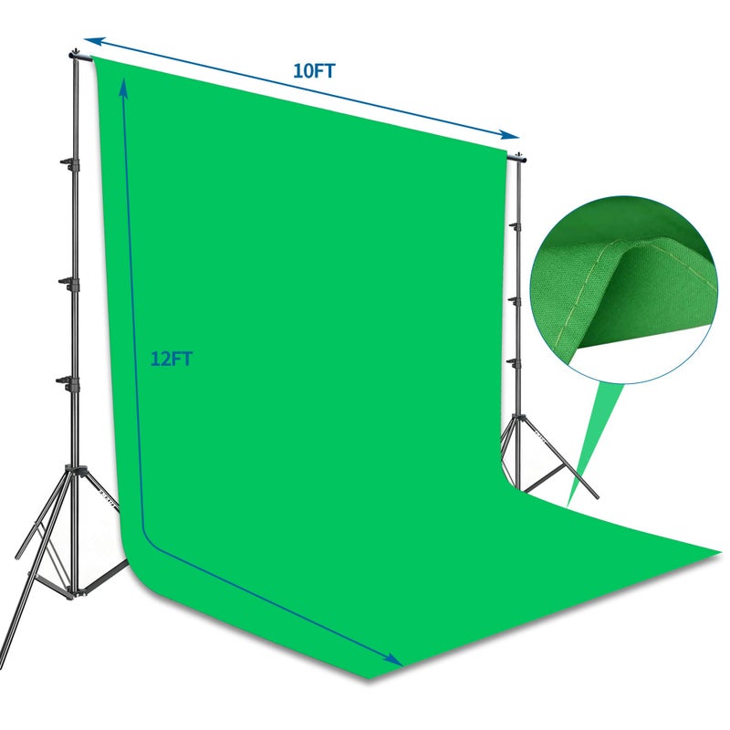 EMART Photo Video Studio 8.5 x 10ft Green Screen Backdrop Stand Kit, Photography Background Support System with 10 x12ft 100% Cotton Muslin Chromakey Curtain - Image 2