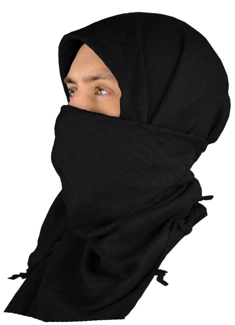 Mato & Hash Military Shemagh Tactical 100% Cotton Scarf Head Wrap - Blackout CA2100-2 - Image 2