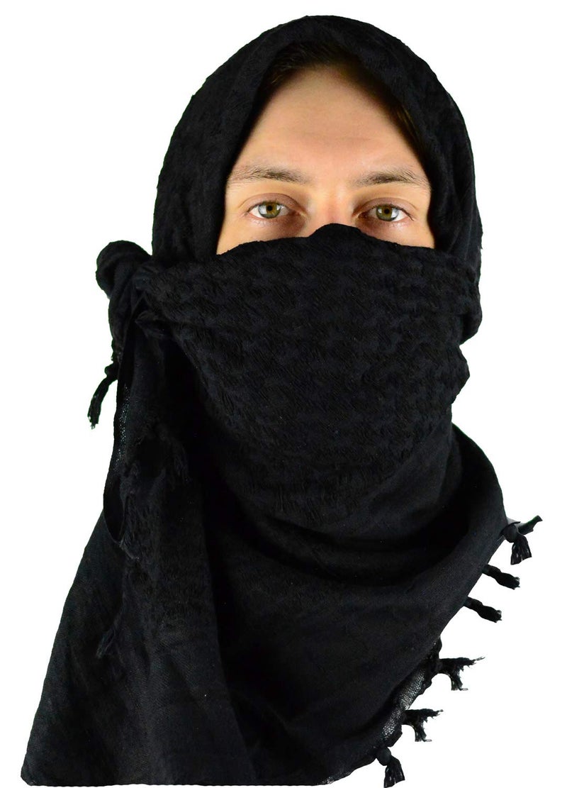 Mato & Hash Military Shemagh Tactical 100% Cotton Scarf Head Wrap - Blackout CA2100-2 - Image 1