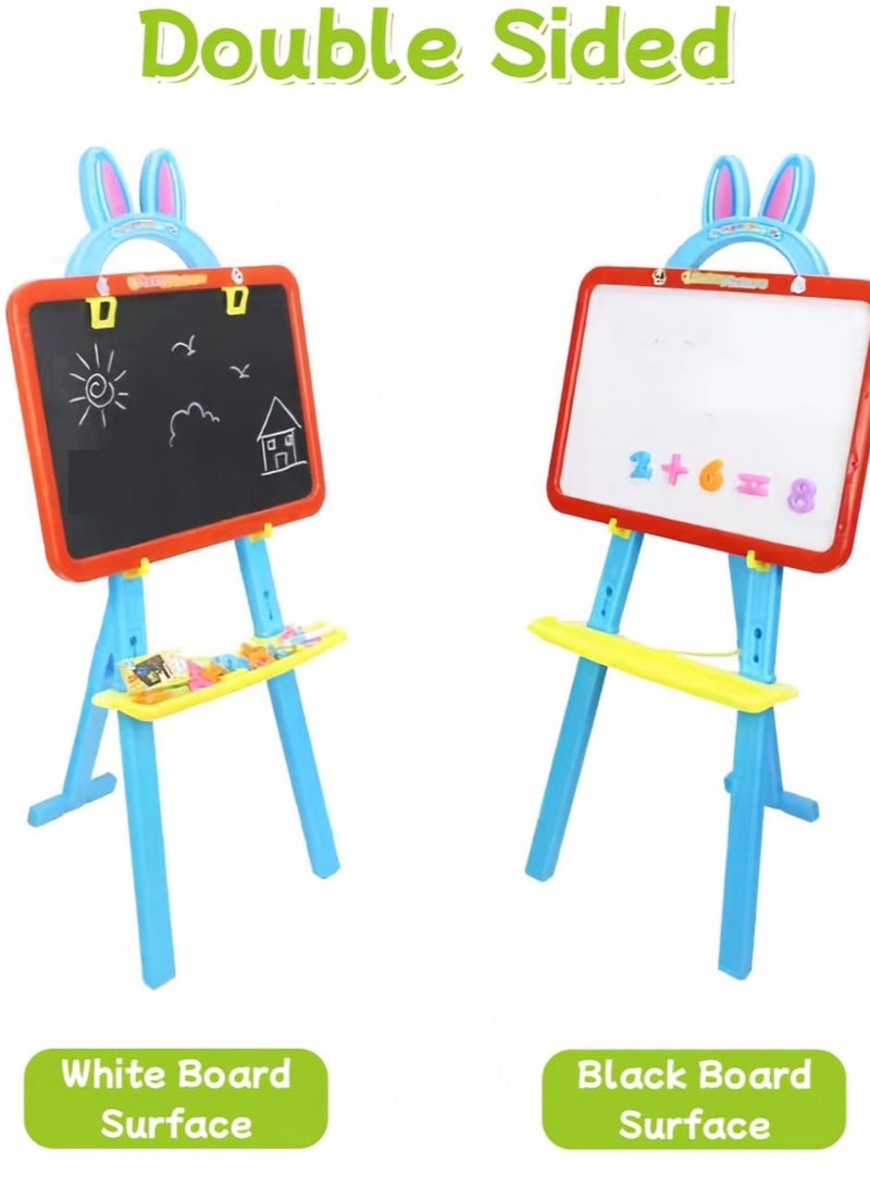 Kids Double-Sided Easel – Magnetic Whiteboard & Chalkboard | Adjustable Height Art Set for Toddlers Ages 2+ | Creative Drawing & Learning Station - Image 2