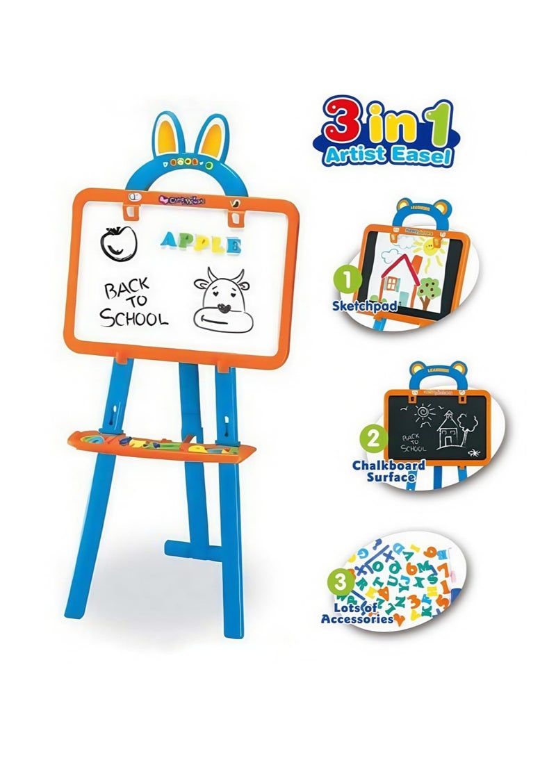 Kids Double-Sided Easel – Magnetic Whiteboard & Chalkboard | Adjustable Height Art Set for Toddlers Ages 2+ | Creative Drawing & Learning Station - Image 4
