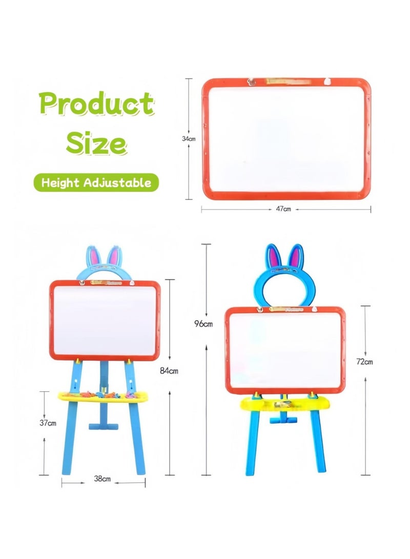 Kids Double-Sided Easel – Magnetic Whiteboard & Chalkboard | Adjustable Height Art Set for Toddlers Ages 2+ | Creative Drawing & Learning Station - Image 5