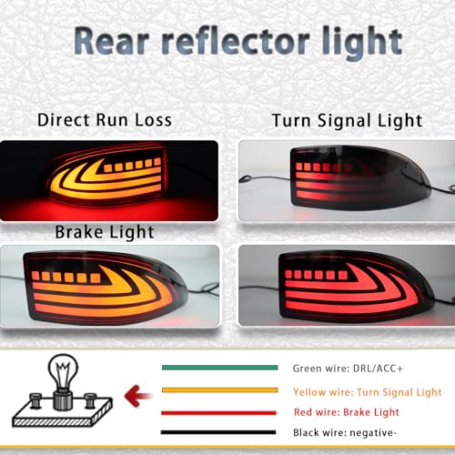 PGTOPONE Upgrade LED Rear Bumper Reflectors Light Fog Brake Tail Lamps Compatible with Lexus Gen2 2006-2012 IS IS250 IS300 IS350 IS200t is-F Replace OEM Stock Reflector Turn Signal Light (Red) - Image 2