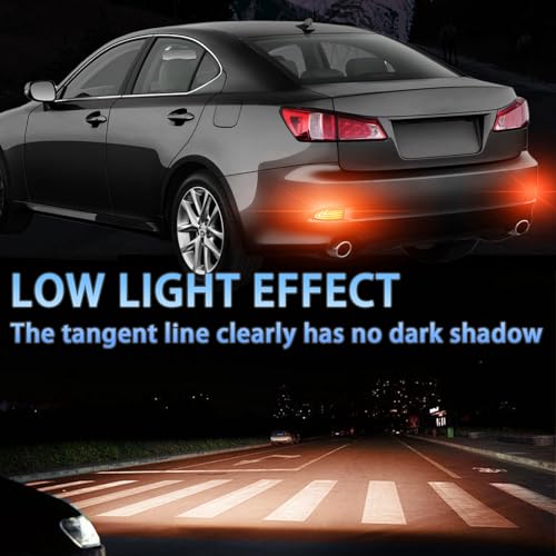 PGTOPONE Upgrade LED Rear Bumper Reflectors Light Fog Brake Tail Lamps Compatible with Lexus Gen2 2006-2012 IS IS250 IS300 IS350 IS200t is-F Replace OEM Stock Reflector Turn Signal Light (Red) - Image 4