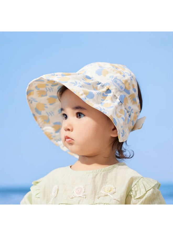 Lemonkid Kids Sun Protection Hat Girls Open-top Uv Protection Baby Sun Hat Mountain Blue Floral - Image 1