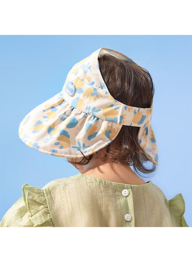 Lemonkid Kids Sun Protection Hat Girls Open-top Uv Protection Baby Sun Hat Mountain Blue Floral - Image 2